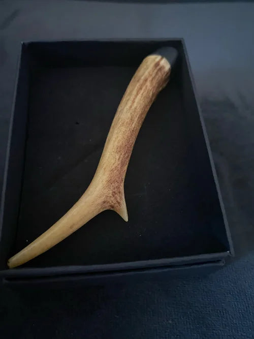 Horn tipped antler kilt pins