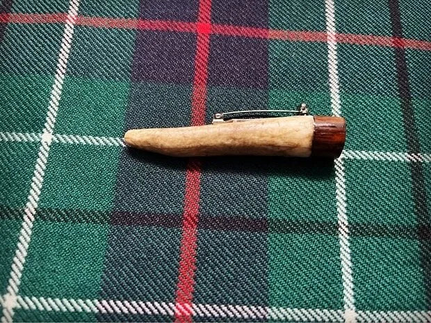 Cocobolo and stag kilt pin