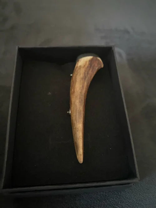Horn tipped antler kilt pins